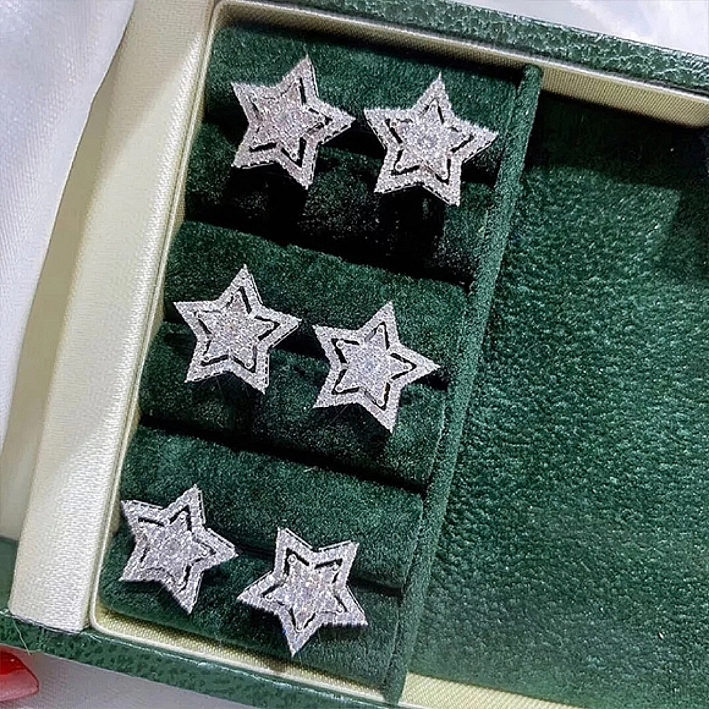 NEW Sparkly Pave Star Stud Earrings 🌟 925 Sterling Silver - Picture 9 of 11